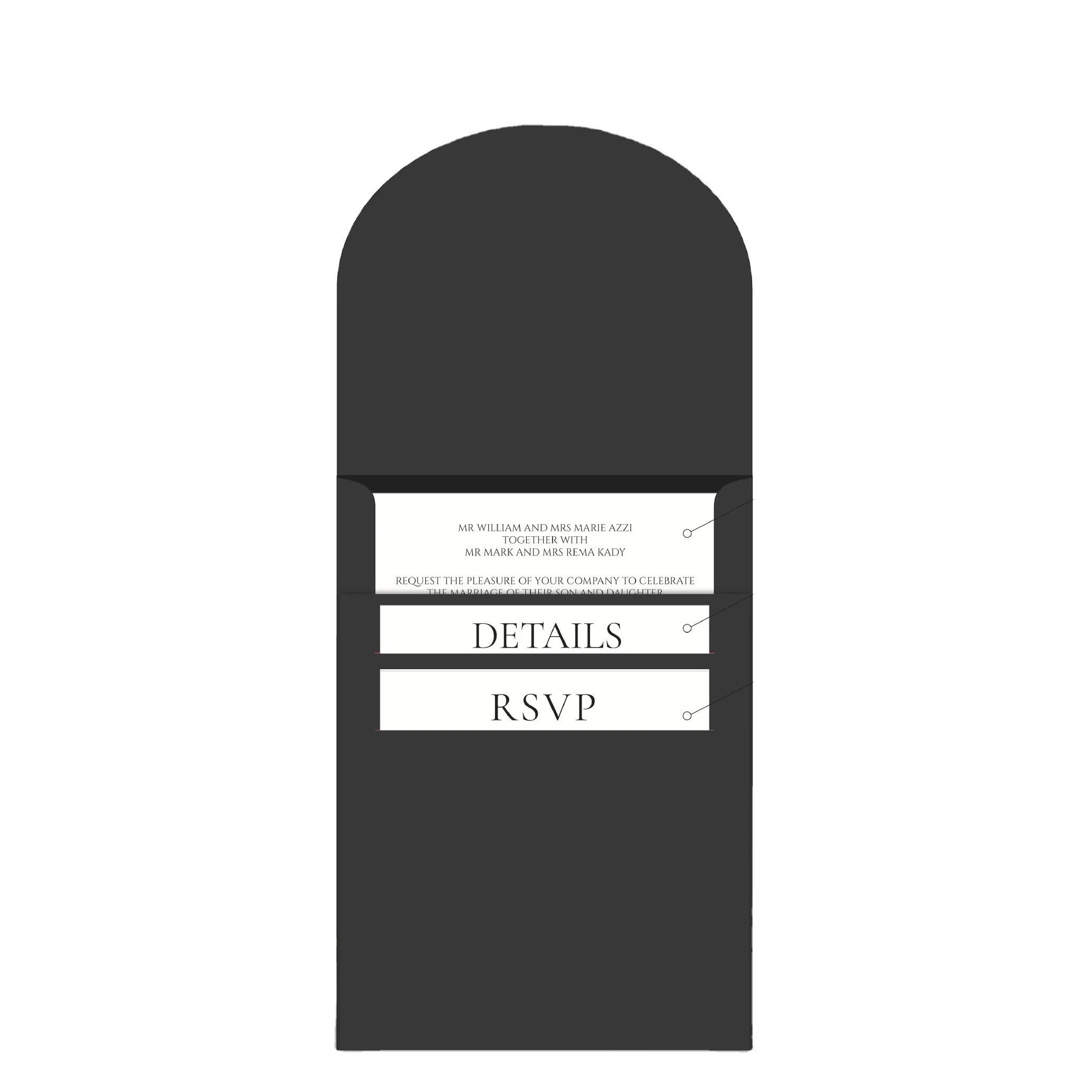 300g thick paper standard size wedding invitation card envelope with RSVP card attached