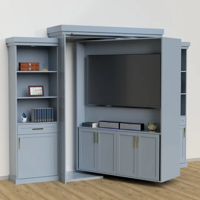 Modern Wood Panel Style Murphy Bed with Rotating Design for Living Room Use