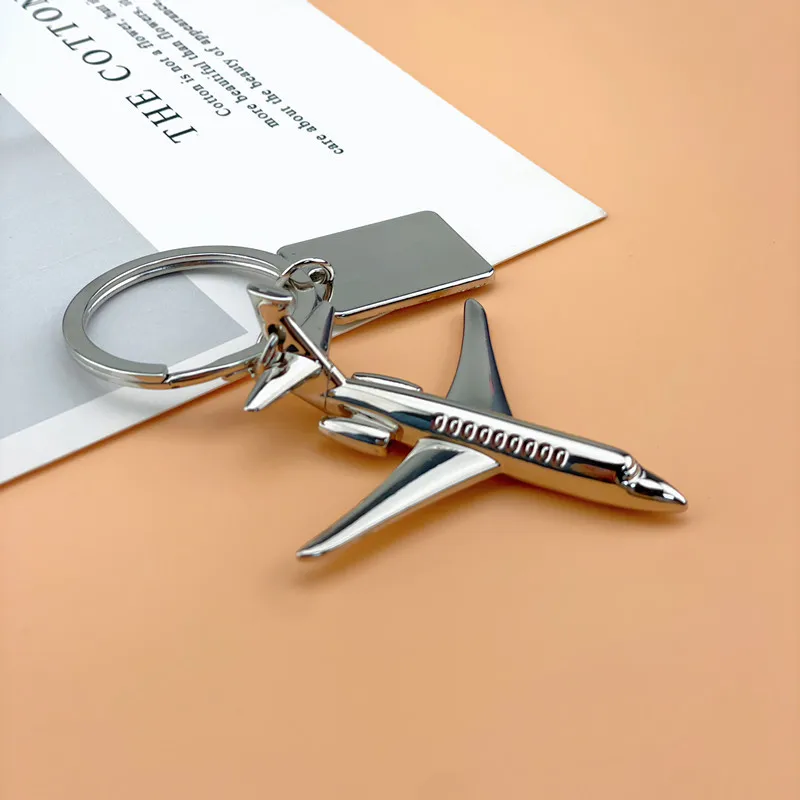 Manufacturer Custom Mini Metal 3D Bomber Fighter AirPlane Keychain For Travel Souvenir Gift Silver Aviation AirPlane Key Chain