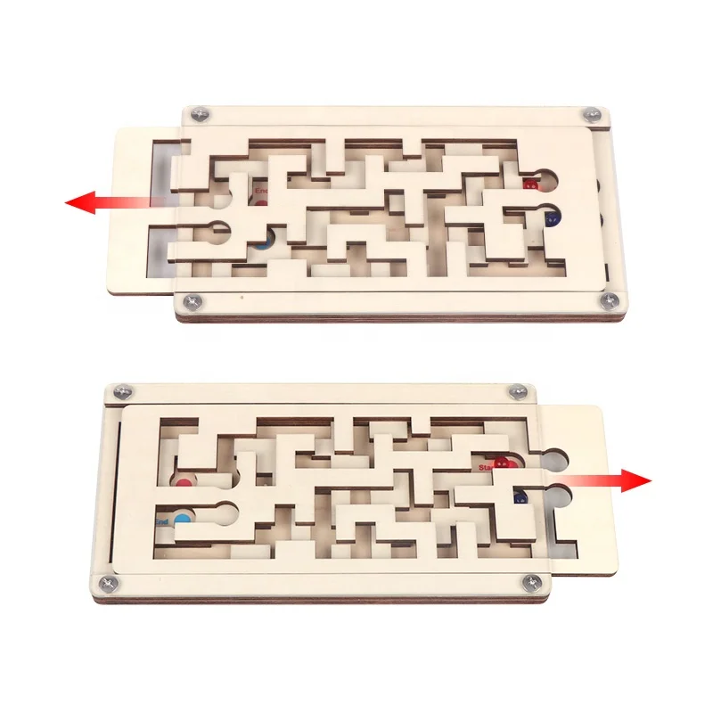 Wholesale Wood Classic Educational Toys Magnetic Maze Puzzle Game Toy Magnet Bead Maze