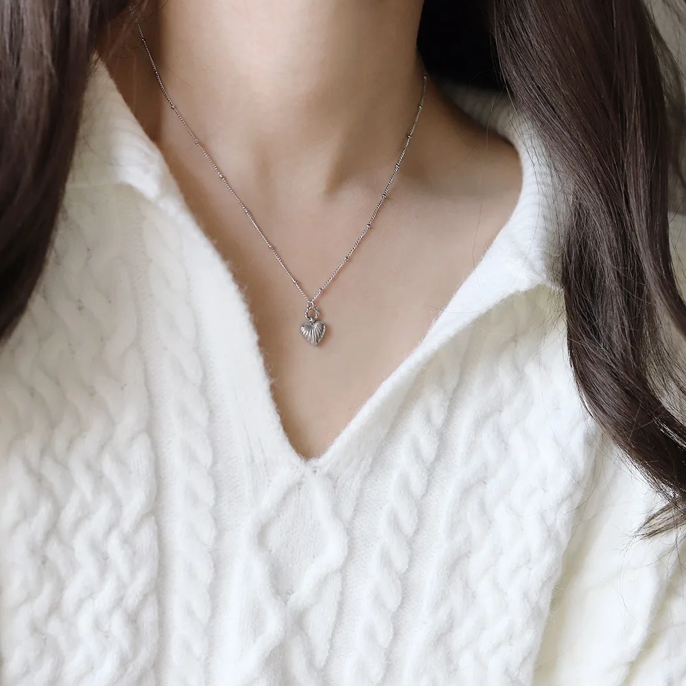 Stainless steel love heart dangling necklace silver chain fashion generous matching style stainless steel 18k gold jewelry woman