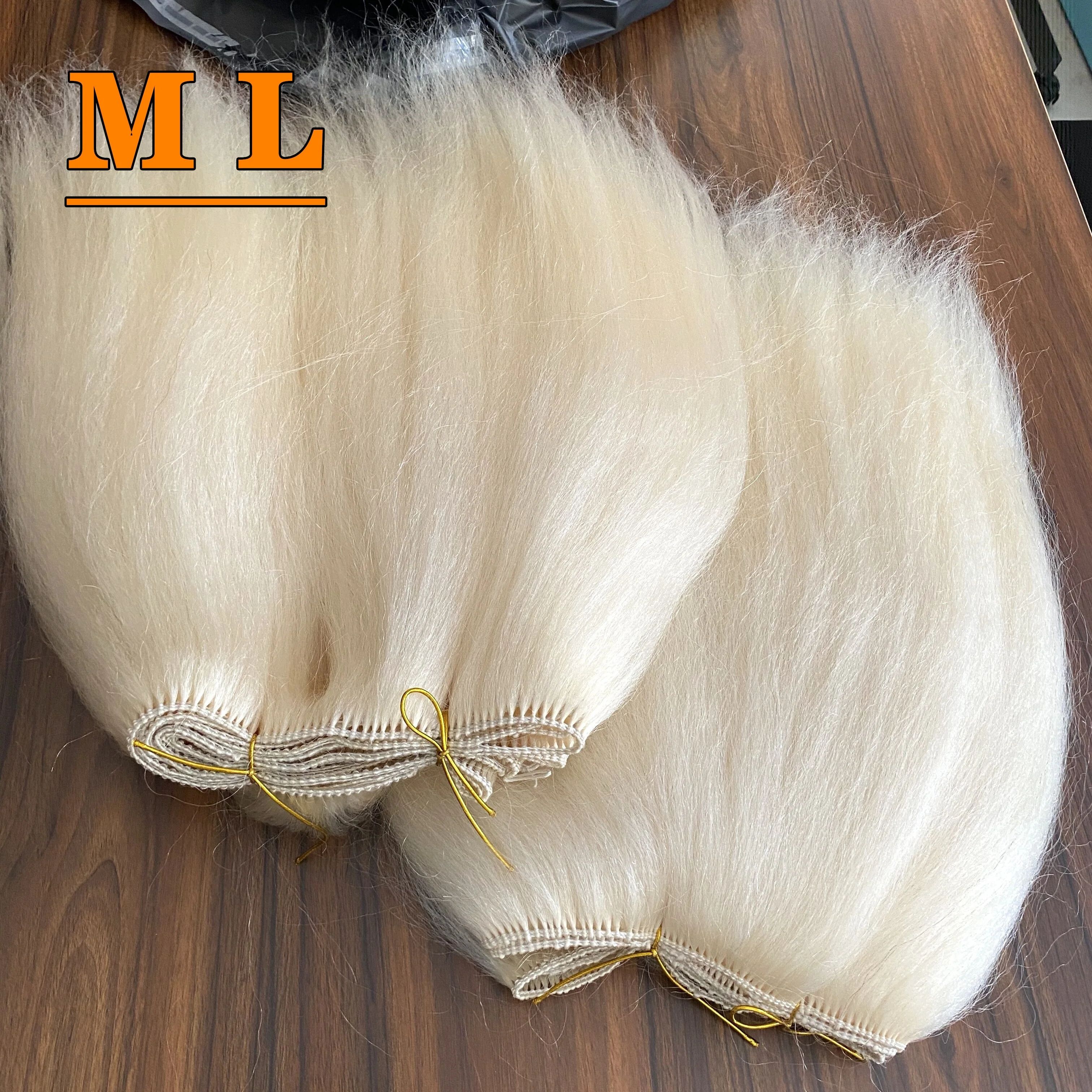 machine weft hair virgin Yak tail hair natural white color straight type 20'