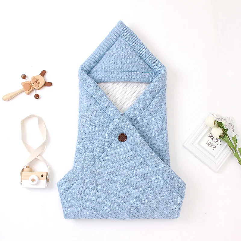 Baby sleeping bag Solid color newborn envelope kick resistant knit button sleeping bag blankets
