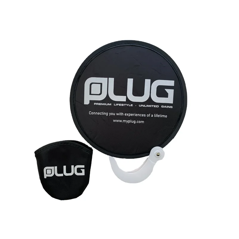 Foldable Nylon Hand Fan Promotional Foldable Flying Disc/Fan Collapsible Fan With Plastic Handle