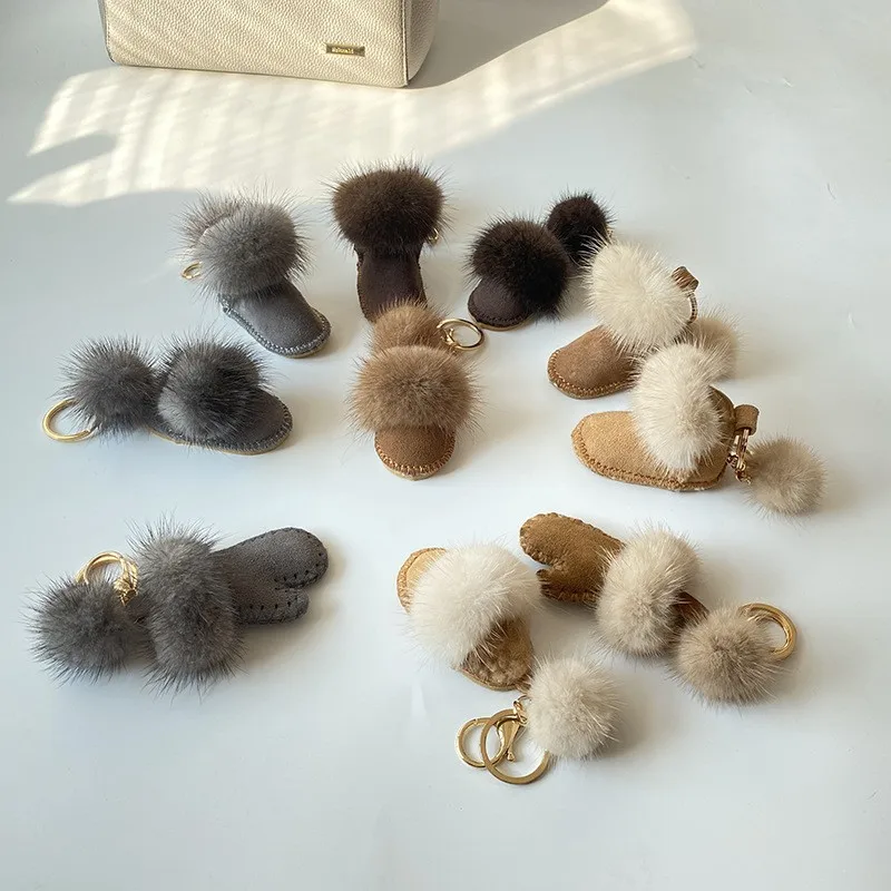 Hot Boots Key Ring Accessories Female Shoes Keychain Accessories Keychaine Ring Plush Shoe Keychain