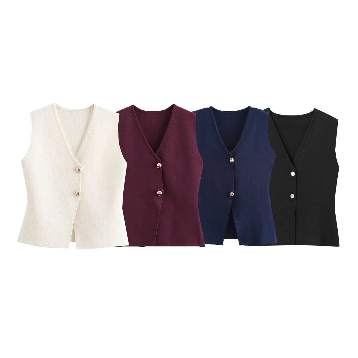 YY4225 fashion women fall clothing 2024 latest design sleeveless knitted waistcoat for women