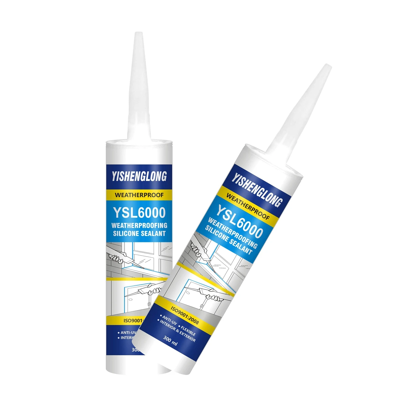 YSL-6000 High performance curtain wall glass neutral weatherproof silicone sealant for sink drain