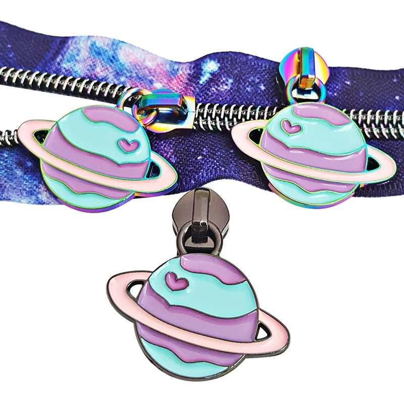 New arrival wholesale decorative cartoons logo zipper puller 5# metal zipper pull for bags
