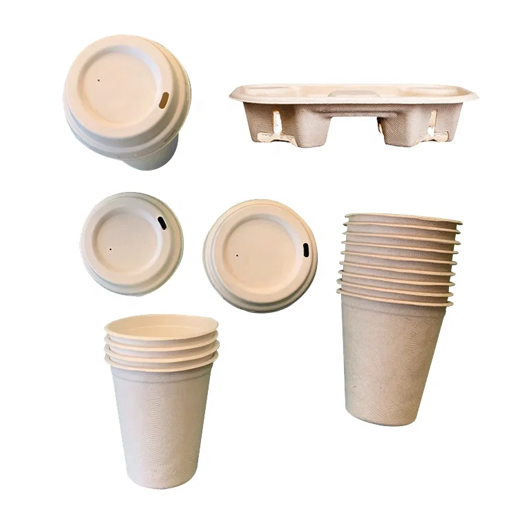 Эко 8OZ кофе Bagasse сахарного тростника крышка биоразлагаемые одноразовые чашки