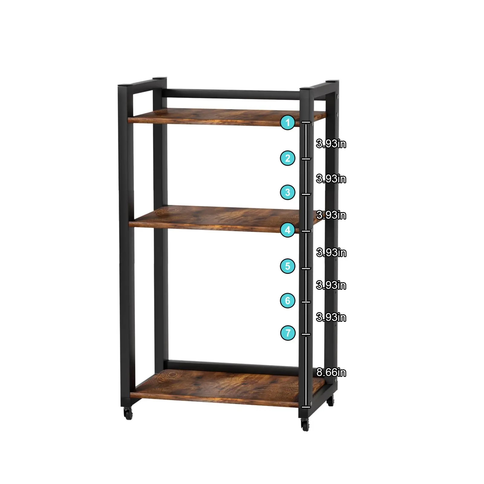 Home Office Fax Machine Scanner Files Adjustable Storage Shelf Rack 3 Tier Movable Printer Stand With Wheels