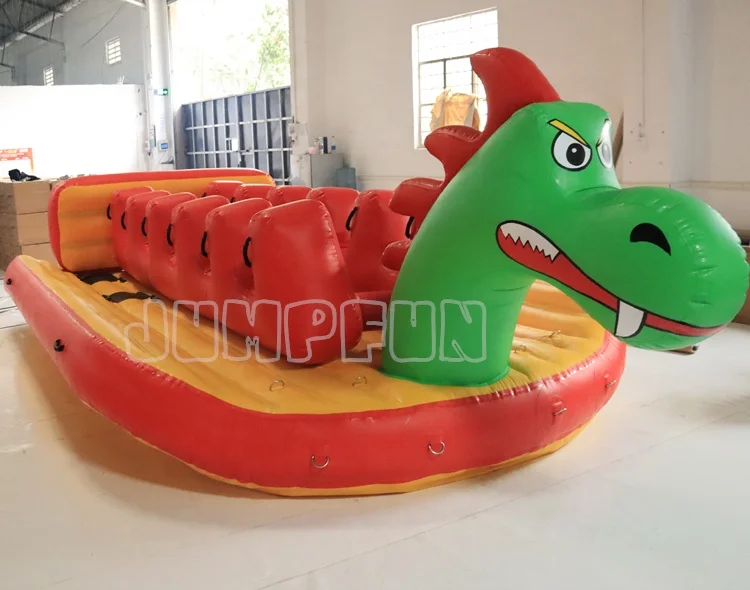 10seats to 14 Persons Inflatable Aqua Towable Boat Double lane Dragon Boat JUMPFUN New Inflatable Dragon Boats for Adults