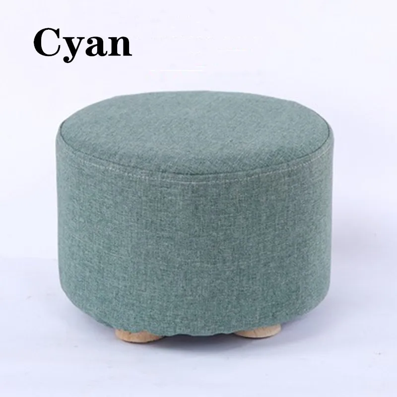 Modern Round Ottoman Foot Rest  four-legged Stool Pouf Ottoman with Linen Fabric and Non-Skid