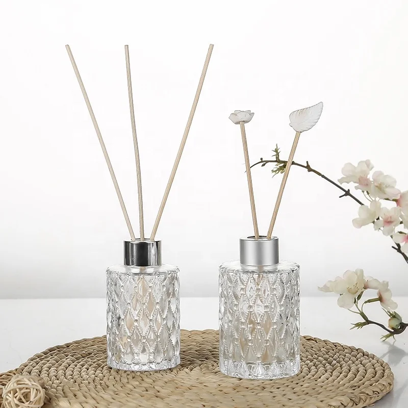 Hot selling cheap embossed design custom glass aroma diffuser frosted glass bottle diffuser