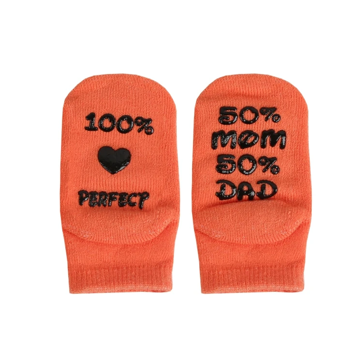 Custom Gift Set Newborn Funny Text Cute Girl Organic Cotton Rubber Soles Anti Bottom Baby Socks Kids Sock Non slip for Baby Boy