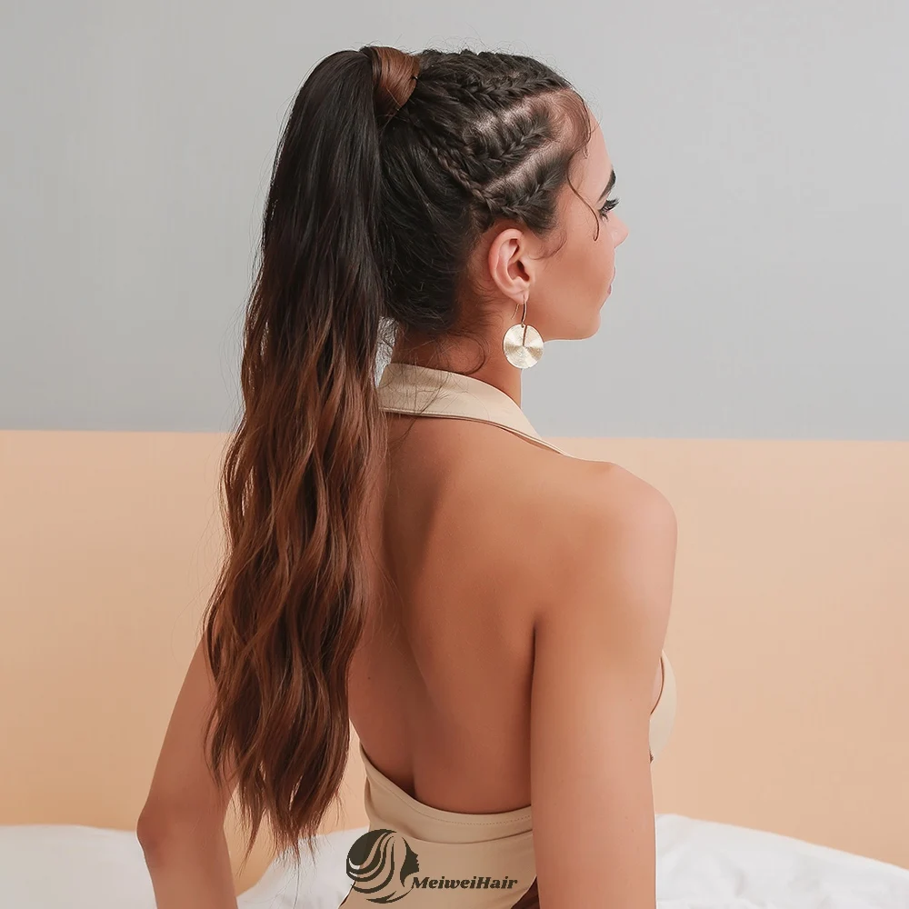 Meiwei New Loose  Weave Ponytail Long Remi High Synthetic Ponytails  Hair Accessories Wrap Around Ponytail