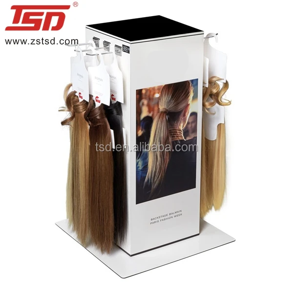 custom made store metal hair extension display stand,wig display shelf rack