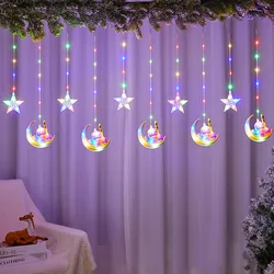 2023 New Middle East Castle Eid Mubarak Light Muslim Decoration Hollow Mosque Eid Mubarak Fairy Led String Ramadan Light