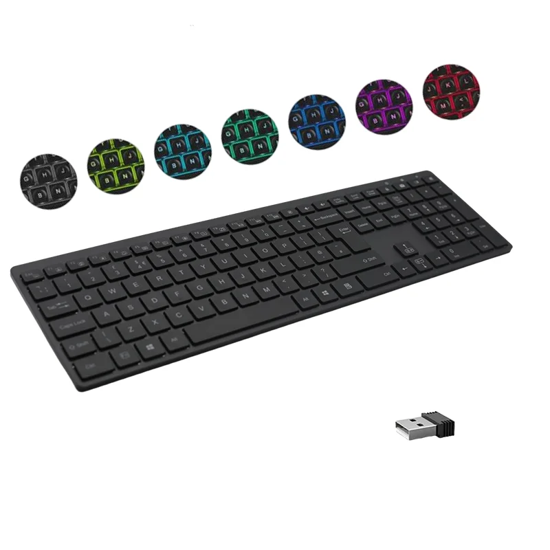2.4G Wireless Keyboard Rechargeable Keyboard US Layout Ultra-Thin Silent Keyboard for PC, Laptop, Tablet, Mac, Smartphone