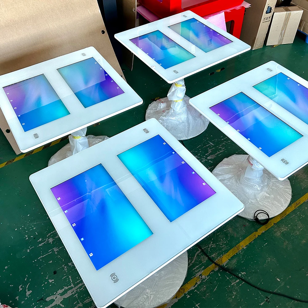 21.5 inch interactive table Android waterproof wireless charging touch sensitive tactile game coffee table for restaurant