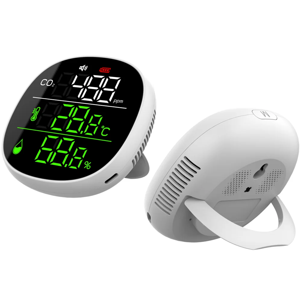 Mini Portable Rechargeable Infrared Sensor Digital Gas Humidity Carbon Dioxide Meter Alarm Co2 Meter Monitor Detector Instrument