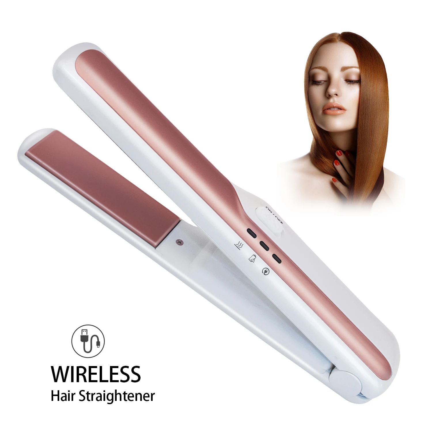 Vkk Plancha 220C Wireless Straightener Mini Cordless Flat Iron Cordless Hair Crimper