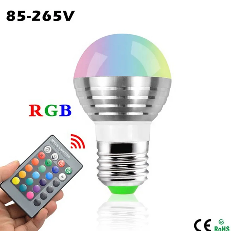 LED Lamp Color Change 3W led bulb remote control 16 color rgb led light bulbs e27