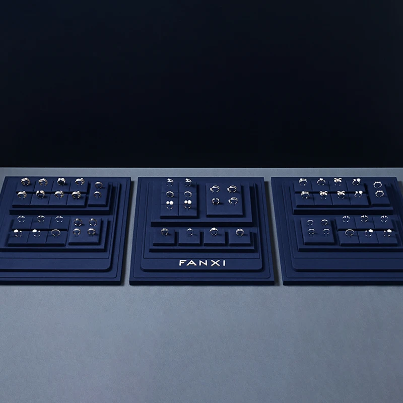 FANXI TT420 High quality blue microfiber jewelry ring jewelry show set combination series