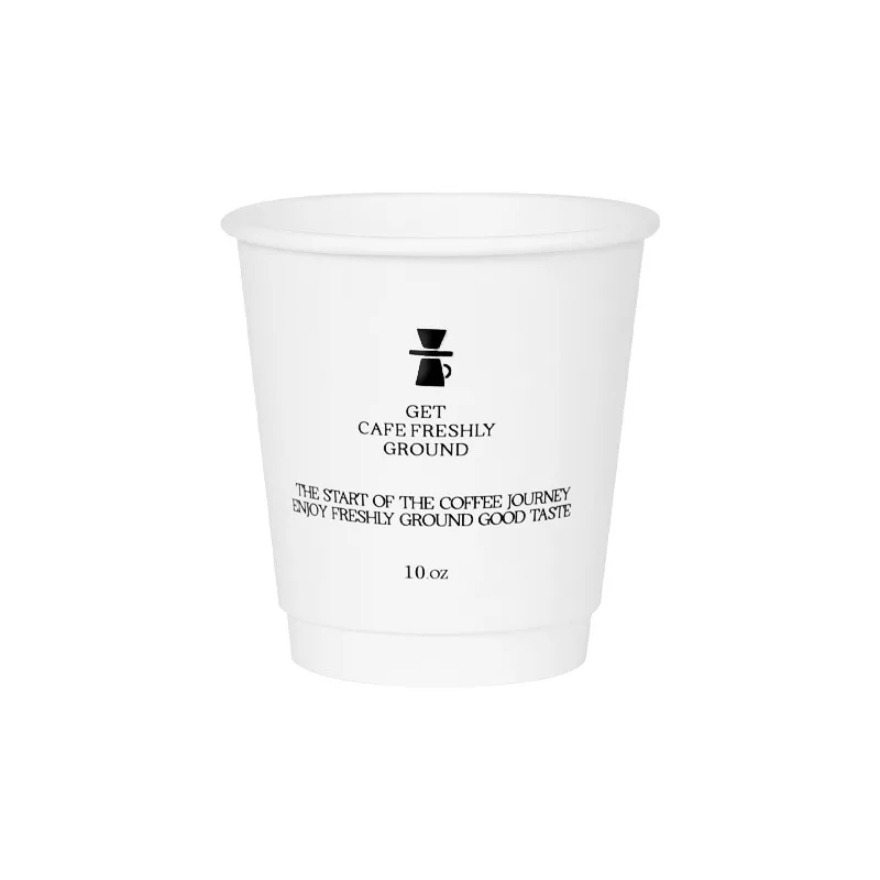 Limonpack Customize 8oz 10oz cold/hot drink disposable eco friendly compostable pla coated double wall coffee cups with lid