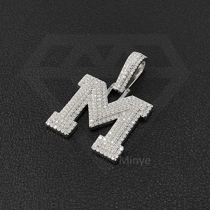 Custom Luxury Personalized Letters Hip-hop Silver Pendant Iced Out Moissanite Fine Jewelry with GRA certificate