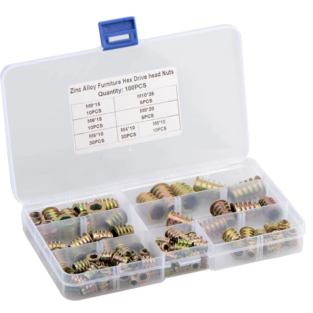 100PCS trapezoidal nut inner and outer teeth t-shaped with intermediate parent zinc alloy t set