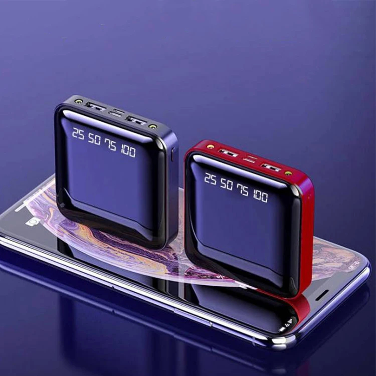 Mini 10000mAh Power Bank 5000mah External Battery Charger Digital PowerBank Dual USB Charge with LED Light