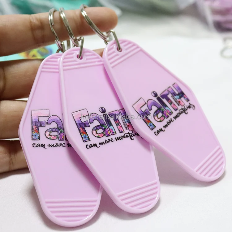 Custom Plastic Acrylic Key Chain With Keyring Blank ABS Motel Key Tags Your Design Logo Hotel Keychain Plastic Chain Key