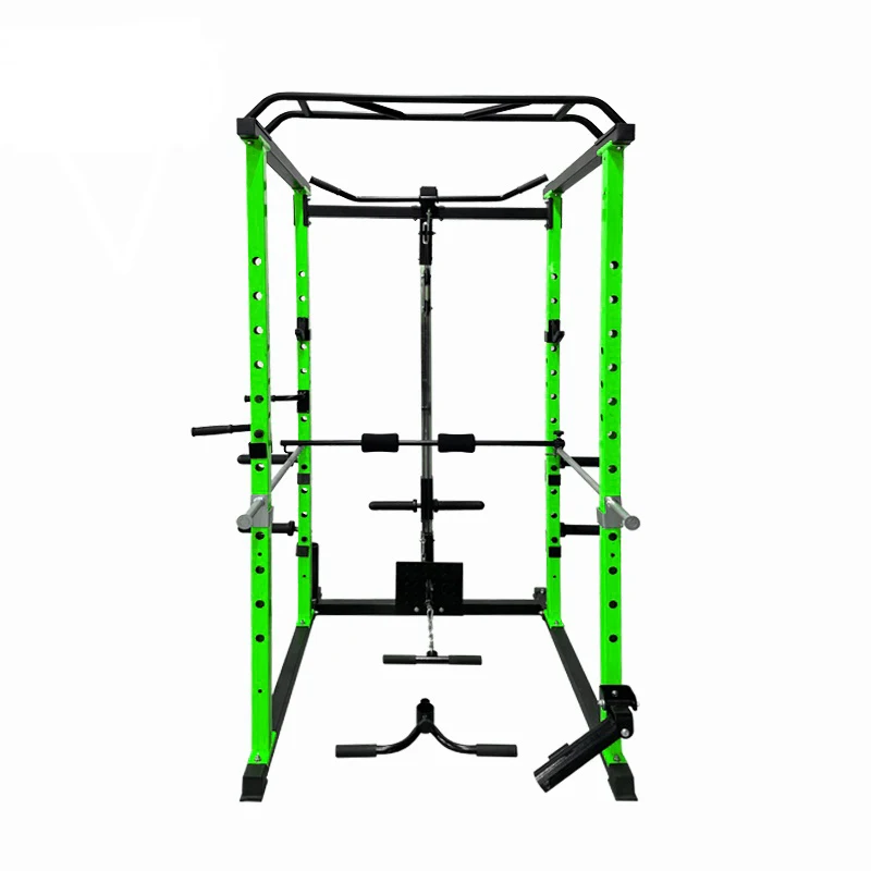 
FlagWorld Adjustment Green Power Rack Squat Cage Tower With Lat Pulldown Dip Bar Attachment For Strength Training 