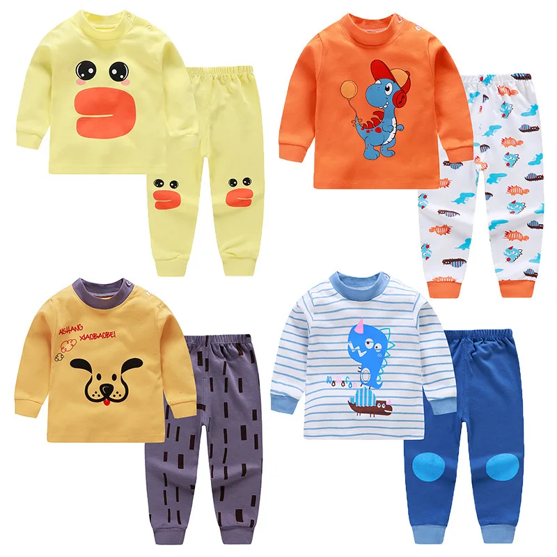 Supplier wholesale boutique new spring and autumn pure cotton cartoon cute girl pajamas boy sleepwear