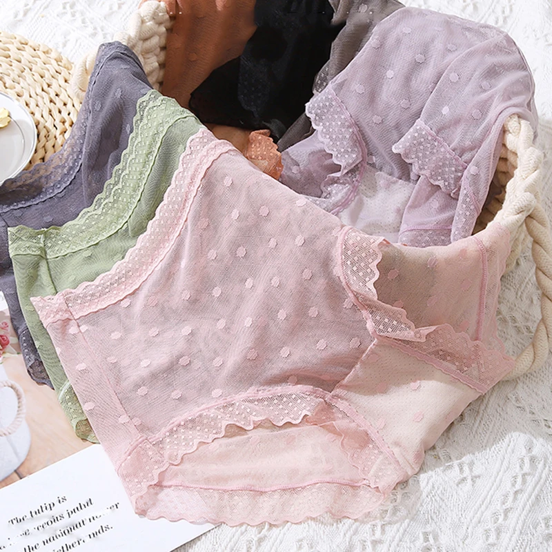 Best quality dot printed sexy panties soft net ladies panties underwear wholesalers