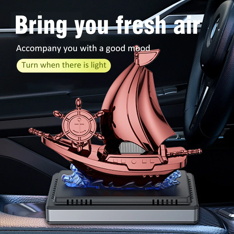 New Solar Car Air Fresheners Auto Dashboard Boat Shape Design Car Perfume Fragrance Diffuser Car Odor