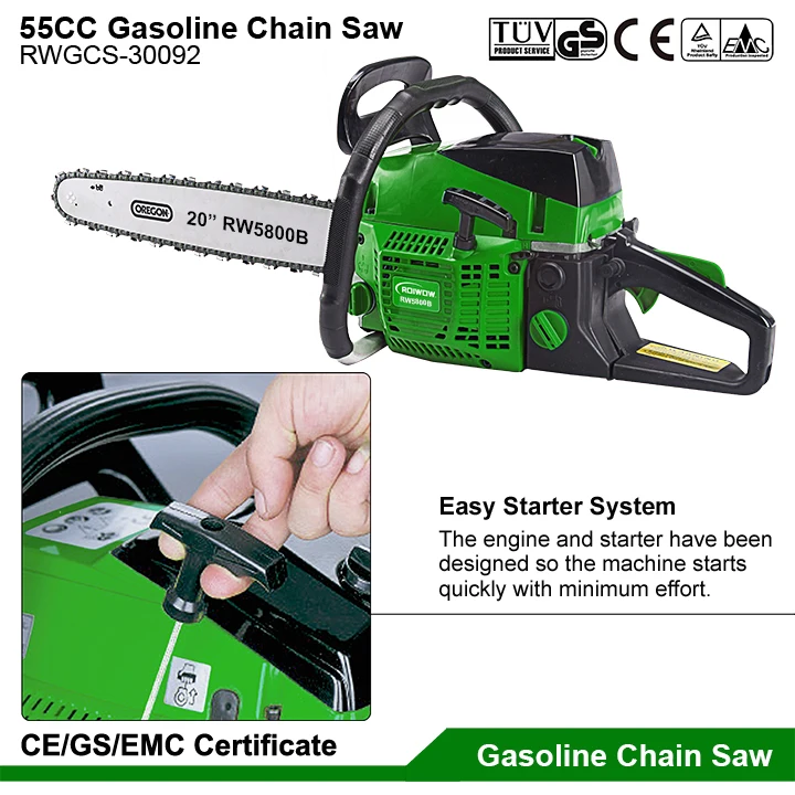 Sale 55CC Petrol Engines Power Chainsaws Trees Wood Cutting Gas Chainsaw Parts Single Cylinder Gasoline Chain Saws