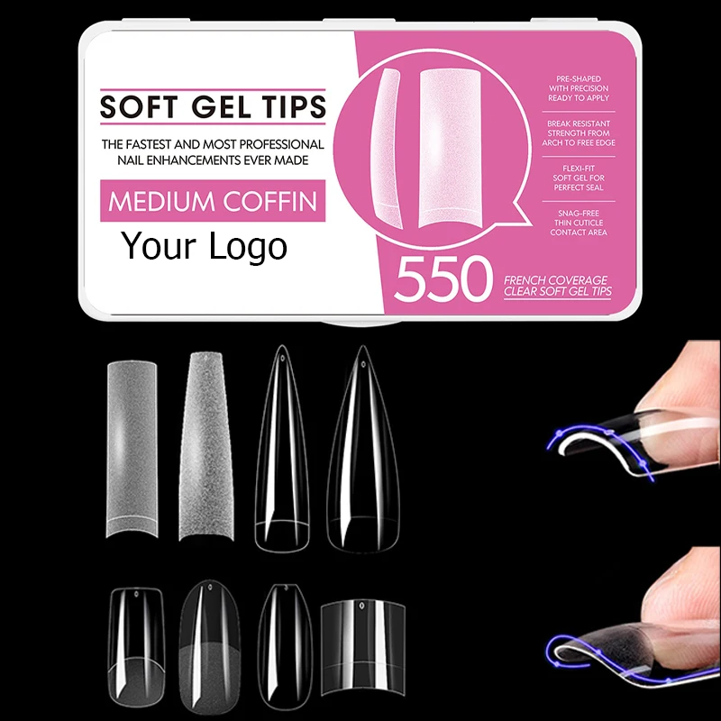 Acrylic Long Square Stiletto Nails Capsules Almond French Coffin Full Half Cover False Nails Artificial Nail Soft Gel Tips