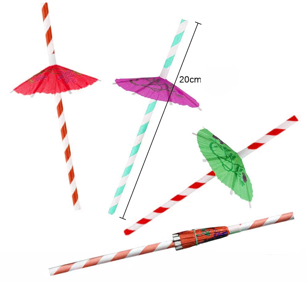 Wholesale Colorful Paper Straws  Hat Body Cocktail Drinking Straw Fruit Decoration Paper Straw With Umbrella