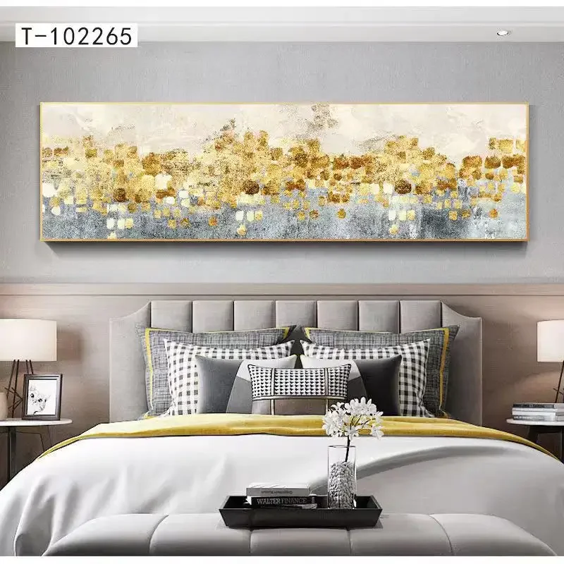 Modern Abstract Art 30*90cm Living Room Aluminum Alloy Wall Mounted Landscape Canvas Decoration Painting With Frame