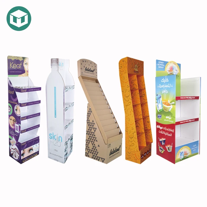 
Hot Sale Customized Cardboard Hook Floor Display Stand Display Rack for Hair Extension for Stores 