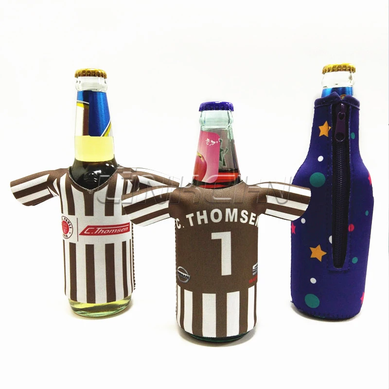 Пользовательский дизайн сублимационный принт Неопреновая футболка форма пивной бутылки банка охладитель