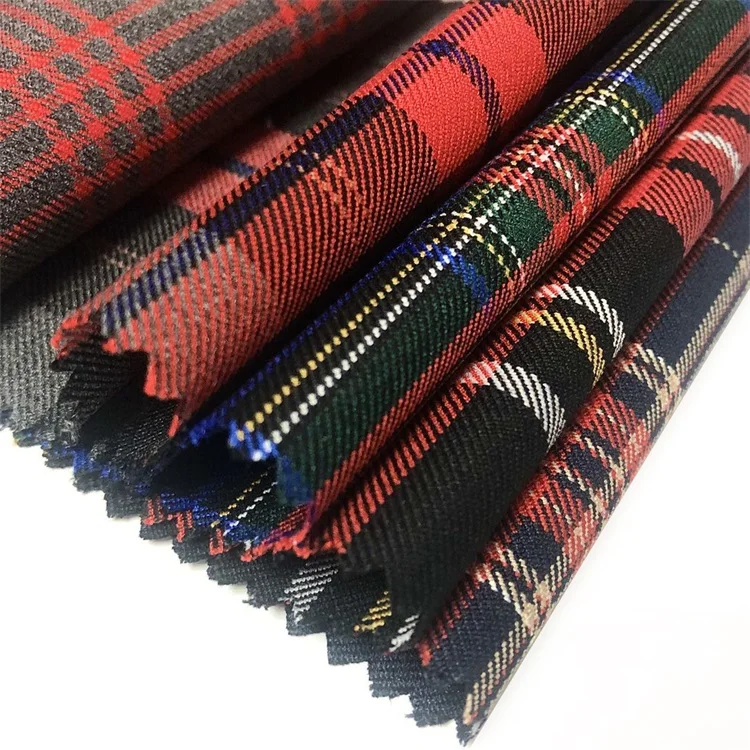fancy casual yarn dyed woven plaid polyester rayon spandex suit coat fabric