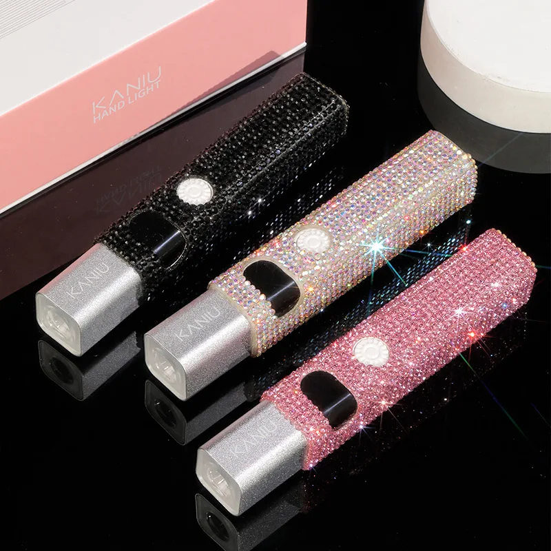 2024 Hot Selling Bling Nail Lamp Mini Handheld Diamond Dryer Portable UV Flash Light Rechargeable 3W Nail Lamp