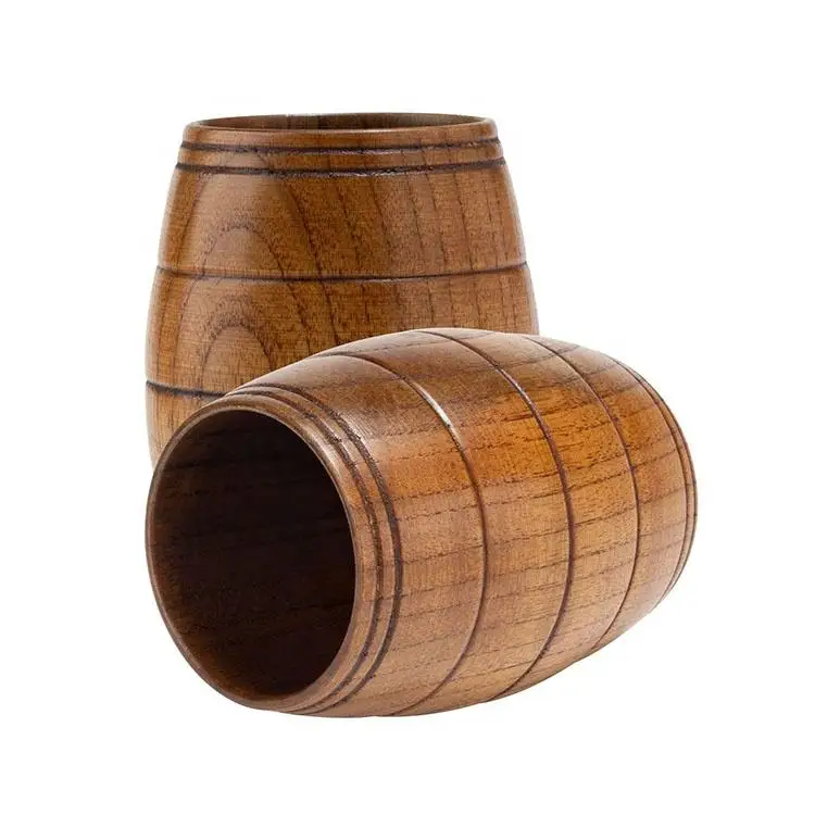 Environmental Carbonized Handmade Wood Mug Custom Logo Natural Bamboo Water Coffee Tea Cup Natural Bamboo Wooden Cup