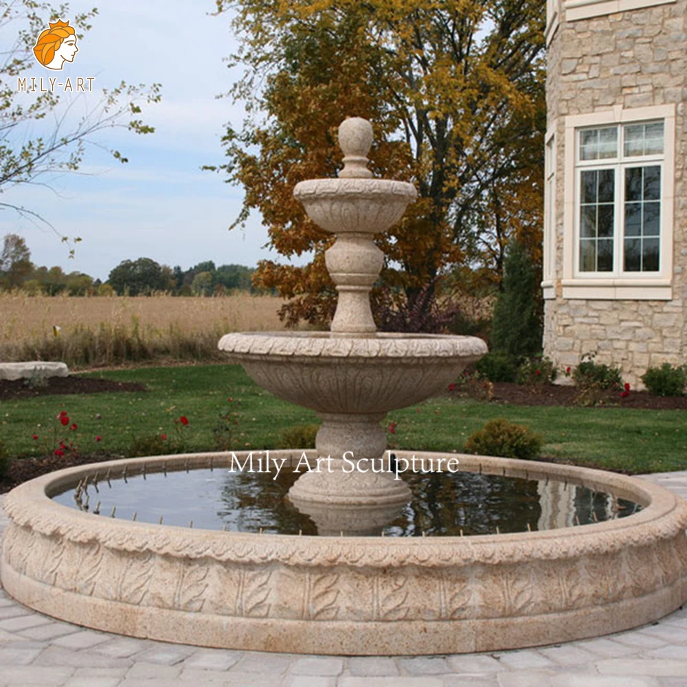 Wholesale Custom Natural Stone Simple Tier Marble Water Fountain For Backyard