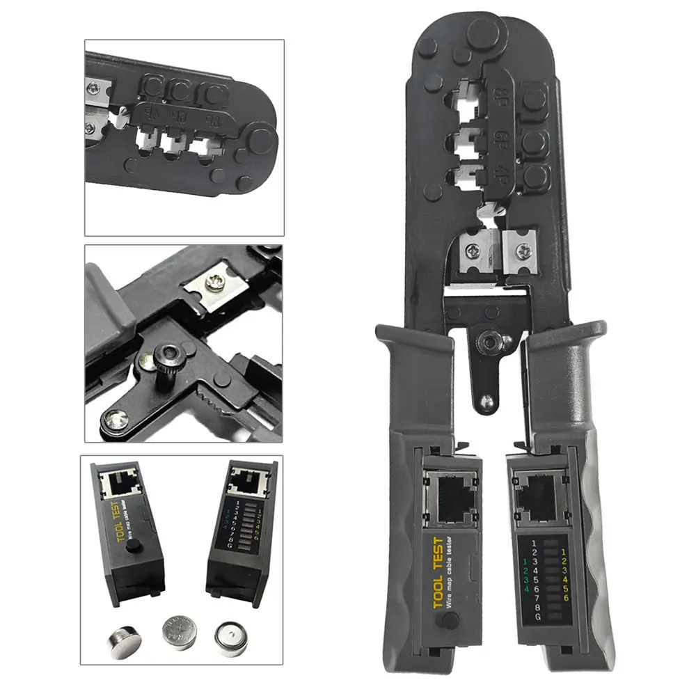 Network Wire Cable clamp Crimper Stripper LAN Tester Cat5e Cat6 Pass Through RJ12 RJ45 Crimping Tool for 6P 8P