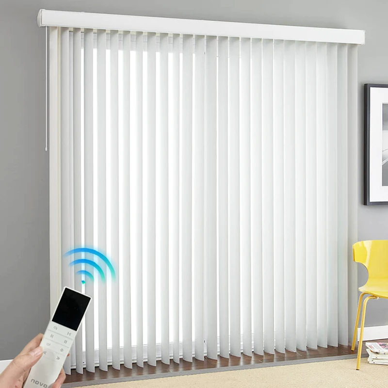 Blackout Vertical Window Blinds Thermal Insulated Waterproof UV Protection 3.5 Inches Fabric Blinds Vertical Blinds Motorized