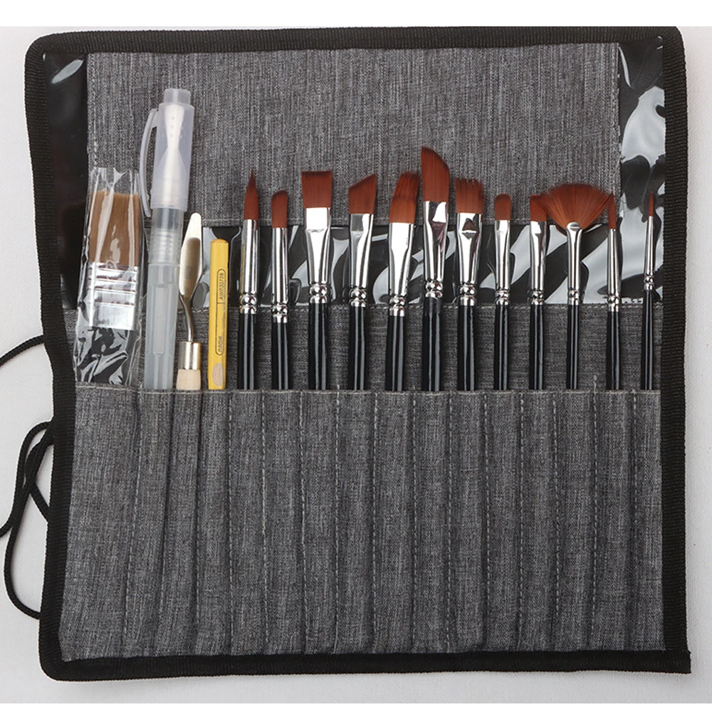 Painting Supplies Artist 16 Piece Paint Brush Set Art Painting Brushes With Nylon Hair For Acrylics And Oils