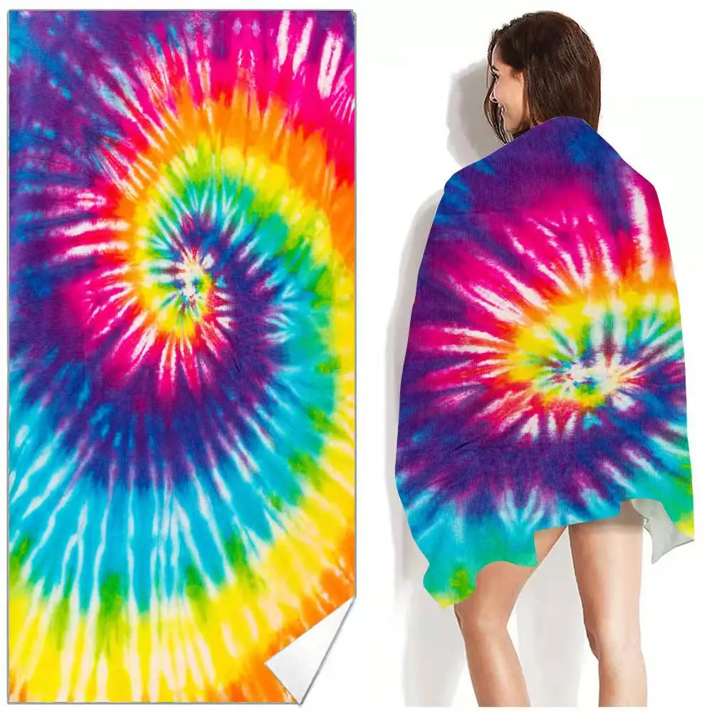 Large Size New Style Rectangular Quick-Drying Custom Rectangular Reactive Printed microfiber Dollar Money Beach Towels